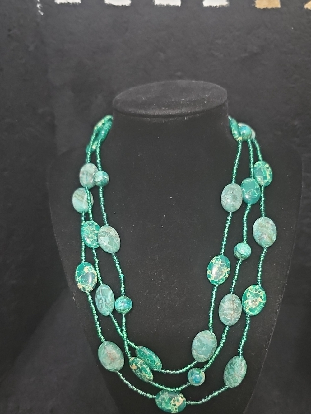 Multi-Strand Sea Green Cold To Touch Stone Necklace - Women's Jewelry